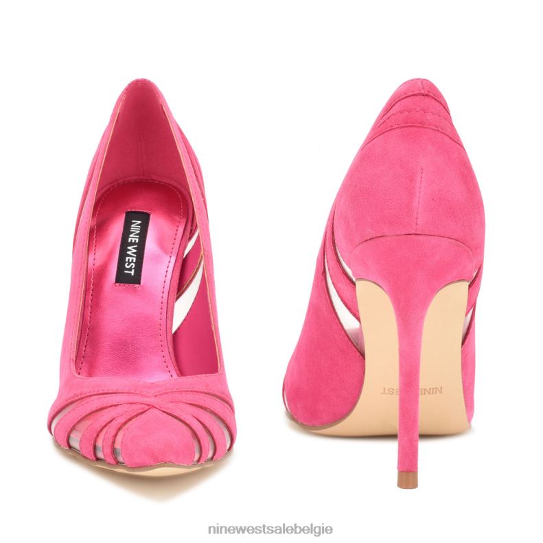Nine West L48XT1413 roze/transparant suède leuke puntige pumps
