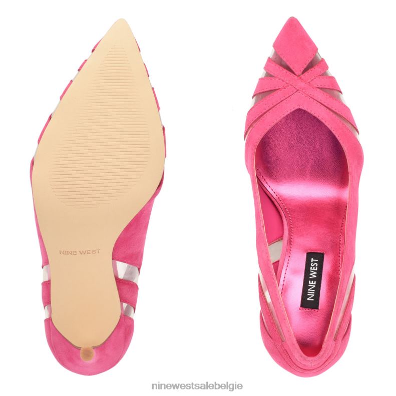 Nine West L48XT1413 roze/transparant suède leuke puntige pumps