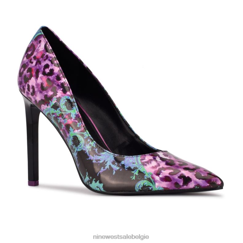 Nine West L48XT983 paars multi-patent Tatiana pumps met puntige neus