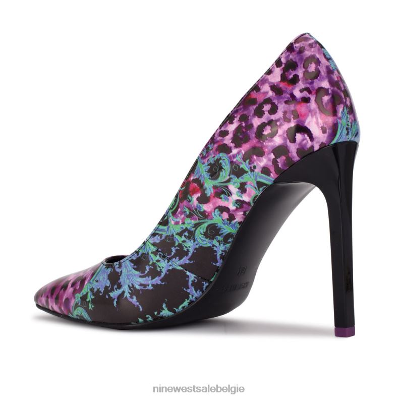 Nine West L48XT983 paars multi-patent Tatiana pumps met puntige neus