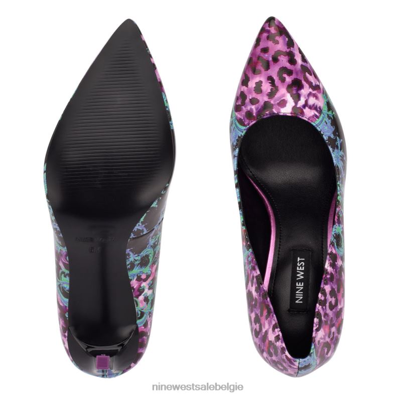 Nine West L48XT983 paars multi-patent Tatiana pumps met puntige neus