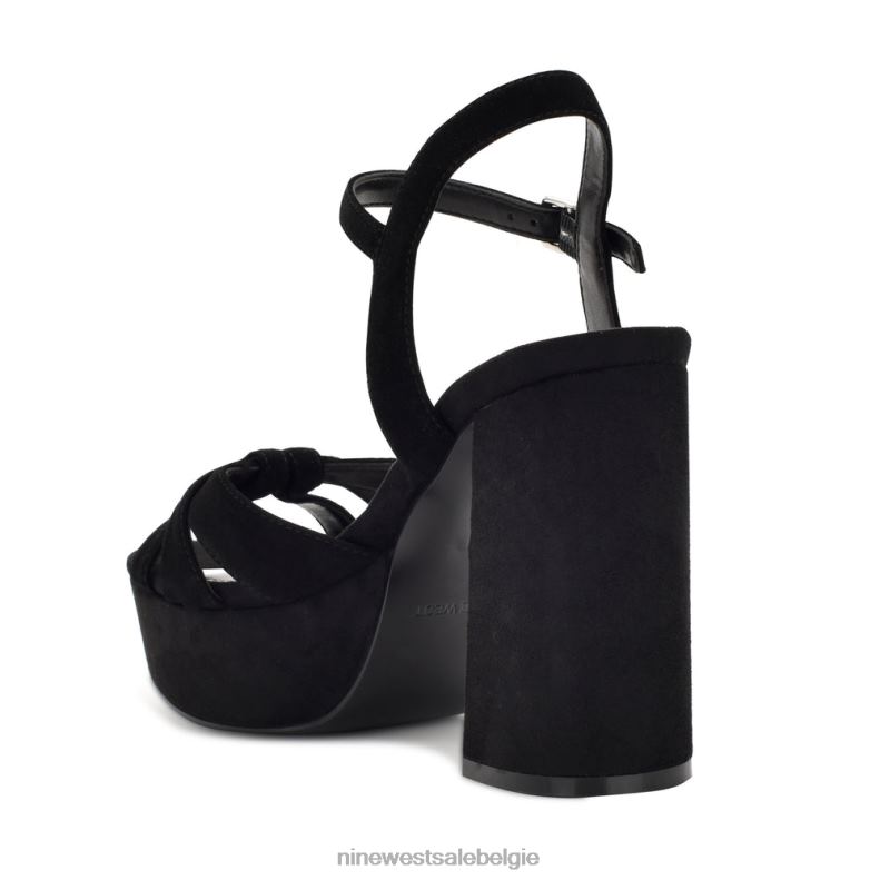 Nine West L48XT465 zwart suède rast platform sandalen