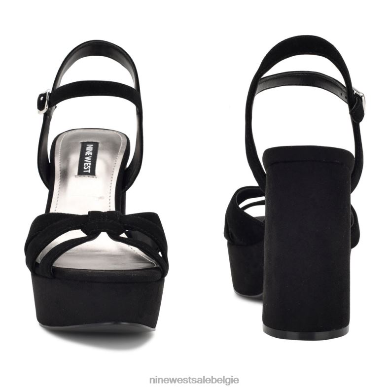 Nine West L48XT465 zwart suède rast platform sandalen