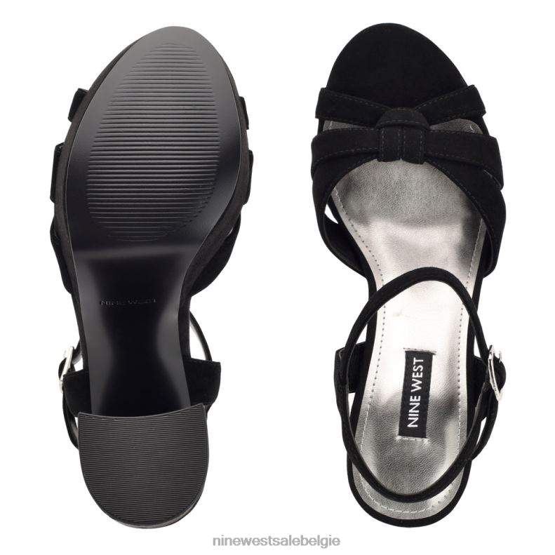 Nine West L48XT465 zwart suède rast platform sandalen